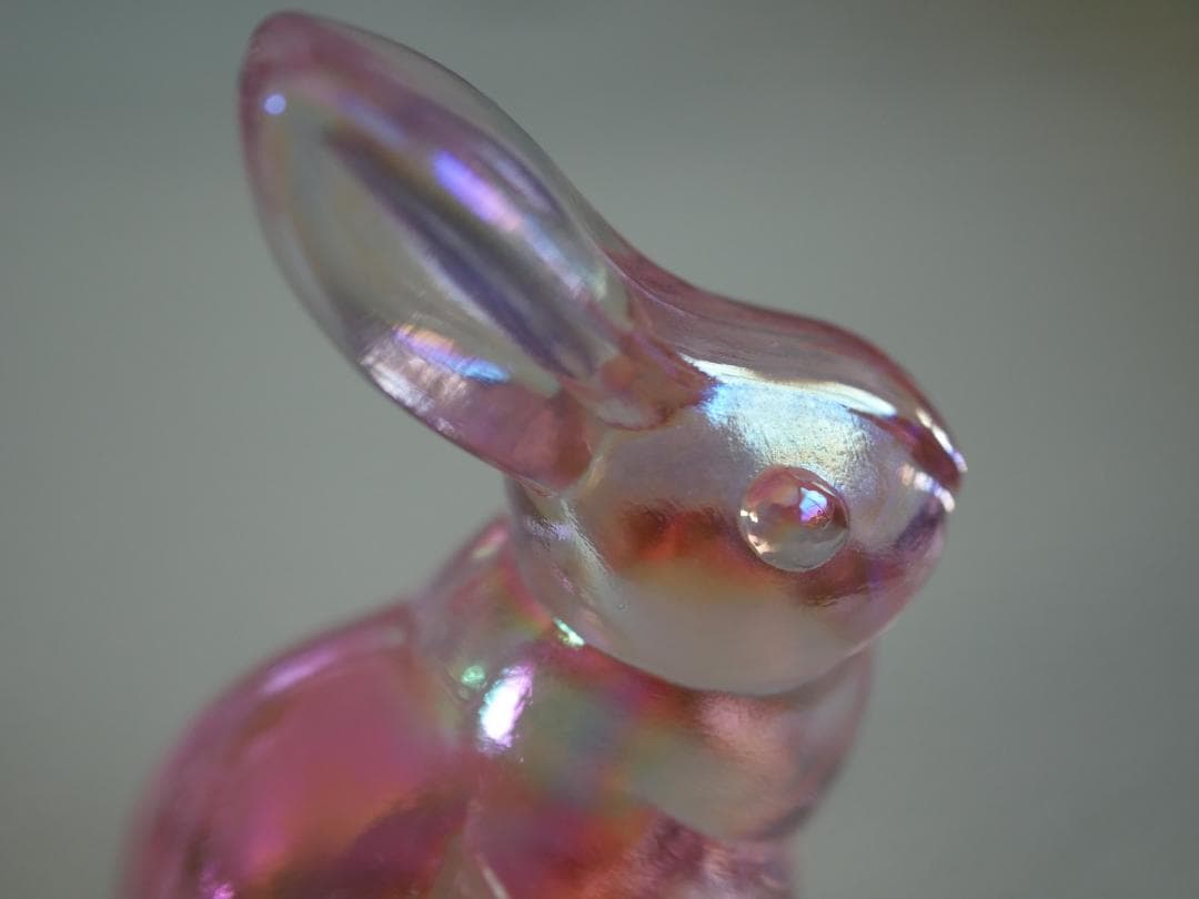 フェントン ９５周年記念限定生産 ピンクイリデセントガラス ミニうさぎ