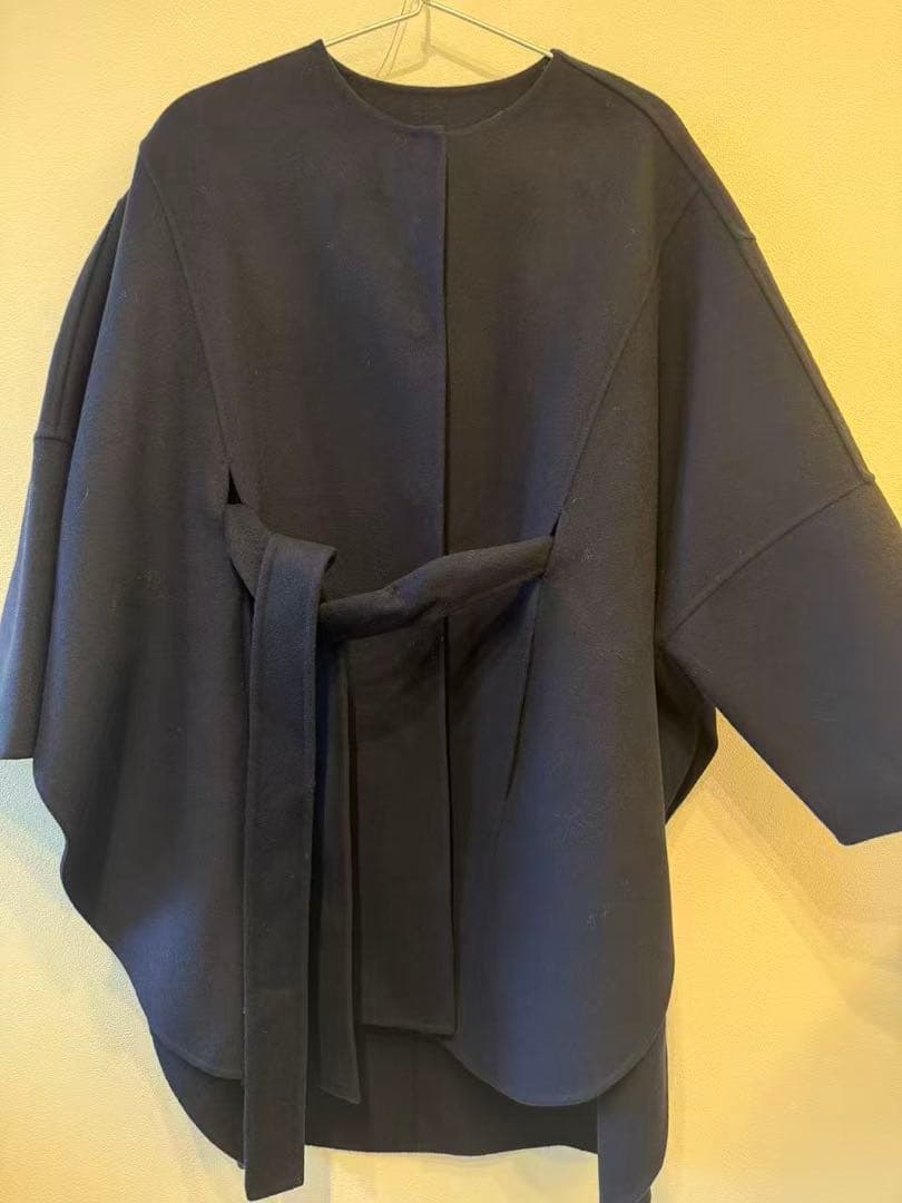 LE PHIL　ソフトウール　リバーポンチョ　ケープコート　ネイビーサイズ1