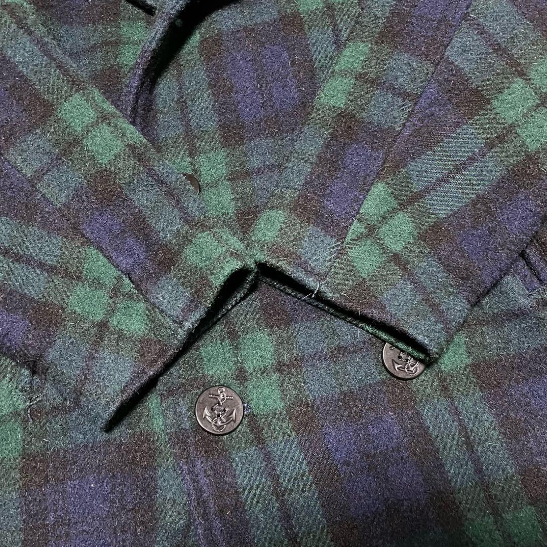 90s ポロラルフローレン ブラックウォッチ チェック ピーコート