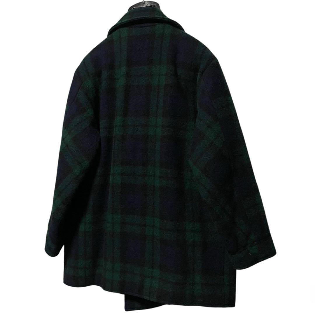 90s ポロラルフローレン ブラックウォッチ チェック ピーコート