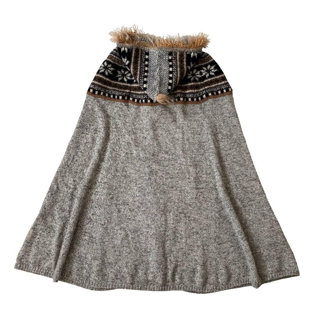 美品 ジャンポールゴルチエ ファー ニット ポンチョ 40 GAULTIER