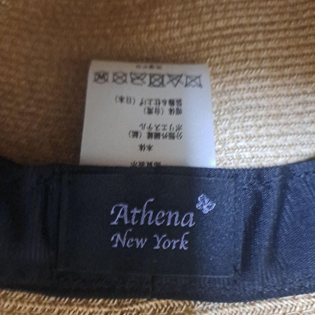 Athena New York フラワー刺繍 ベージュ 麦わら帽子