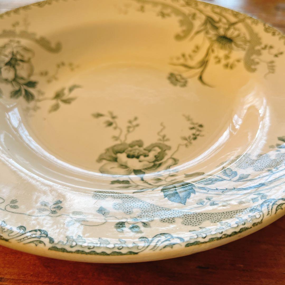 ショワジールロワ　淡いグリーンが素敵な花柄のスーププレート