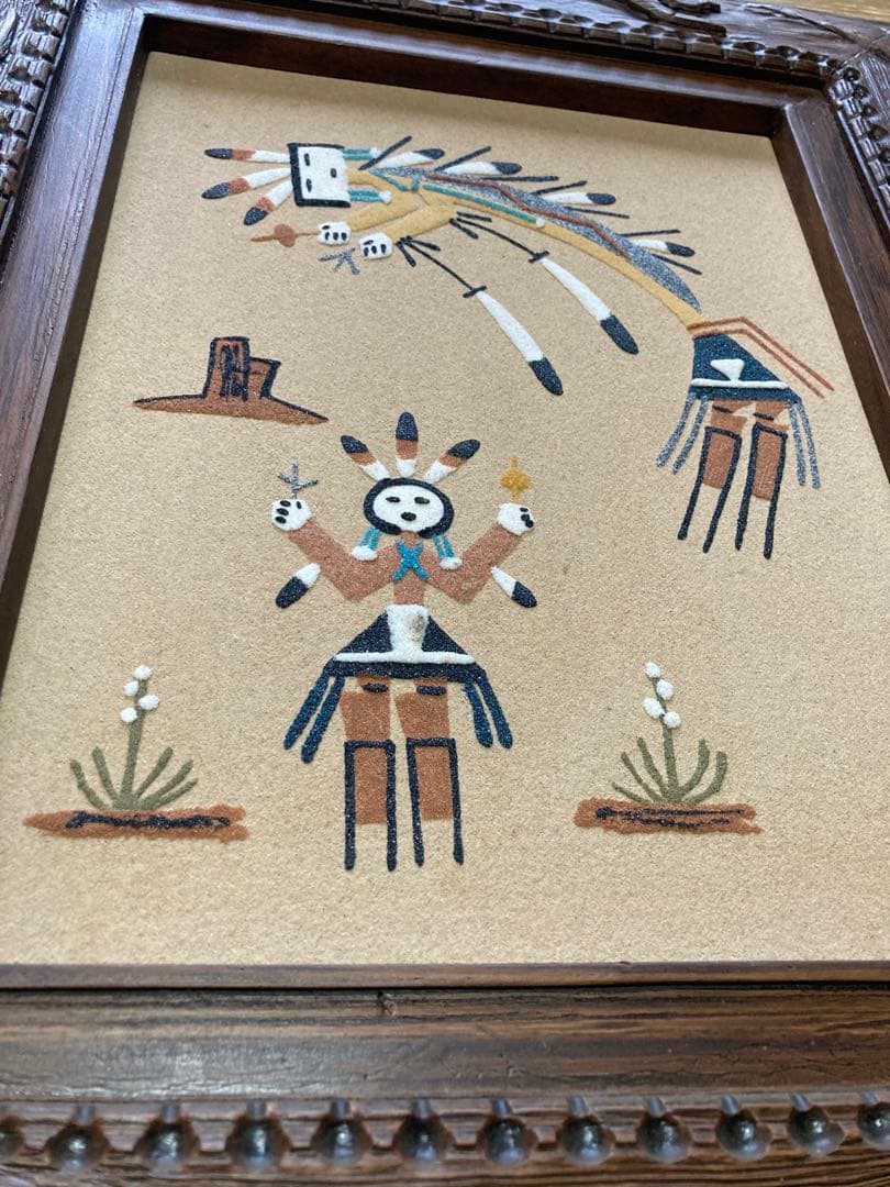 希少　額付き　ナバホ族 サンドアート