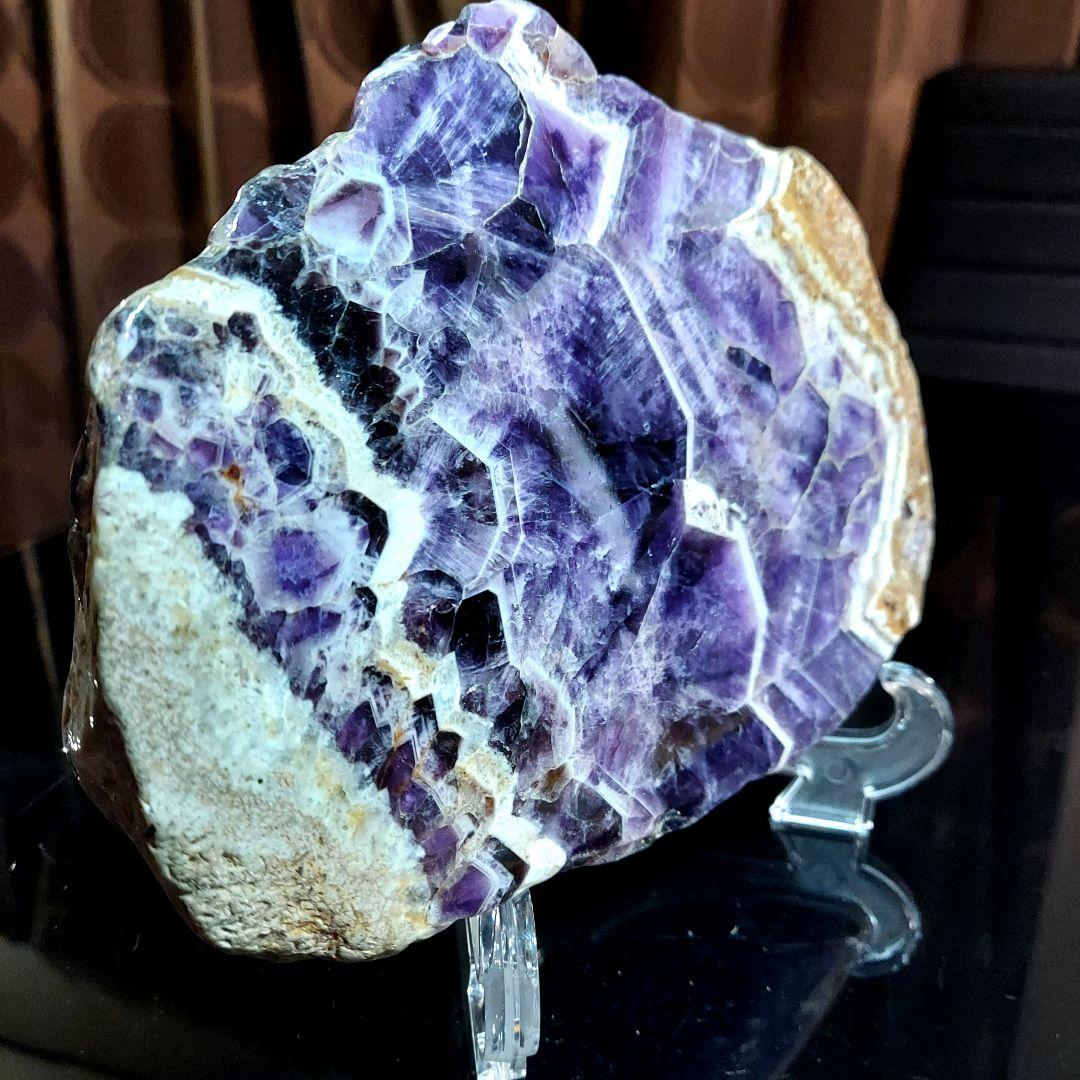 レアタイプ！ 超大きい豪華な紫水晶 アメジスト原石スライス 両面磨き539