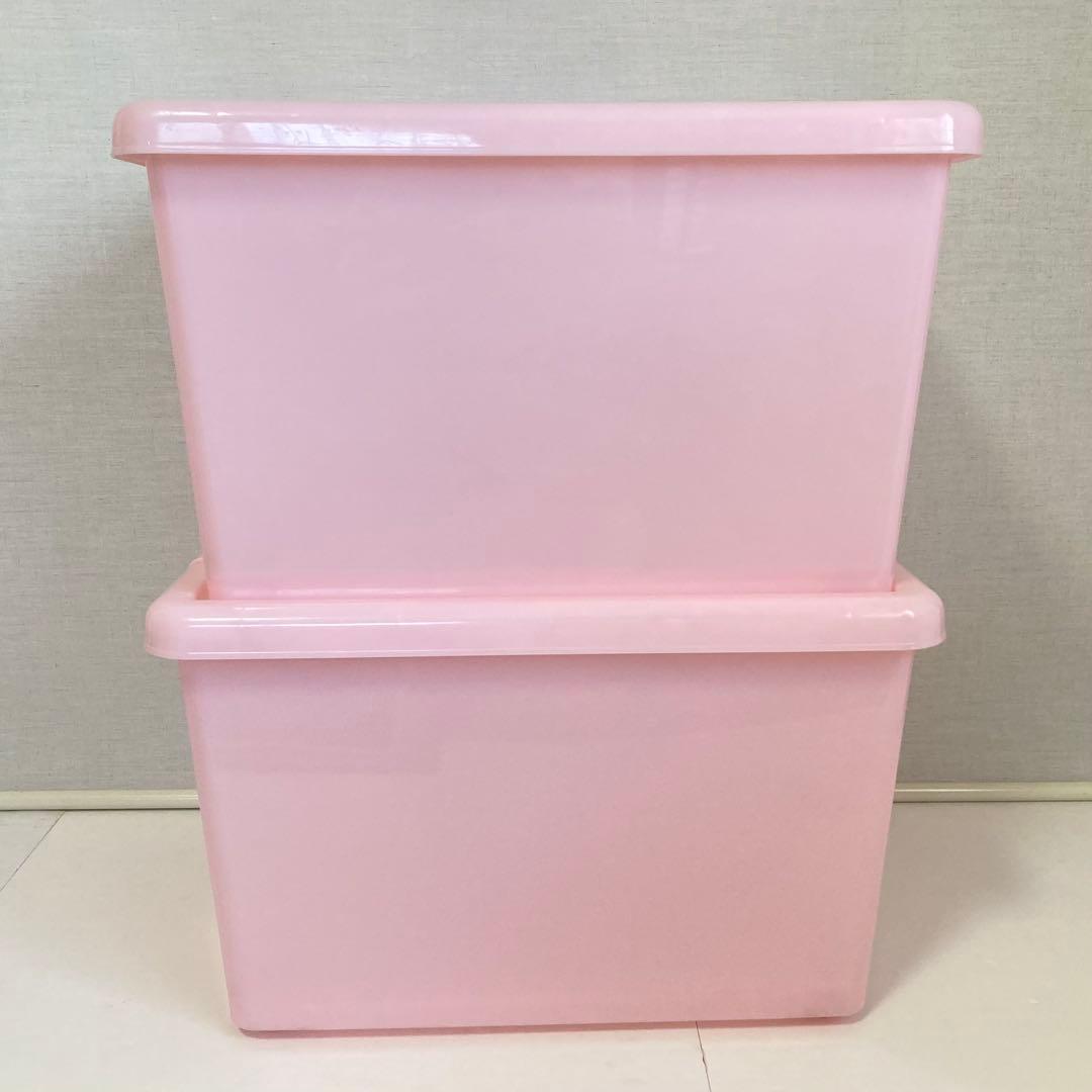 ハローキティ 収納ケース 2点 衣装 蓋付き キャスター ピンク ポップ レトロ