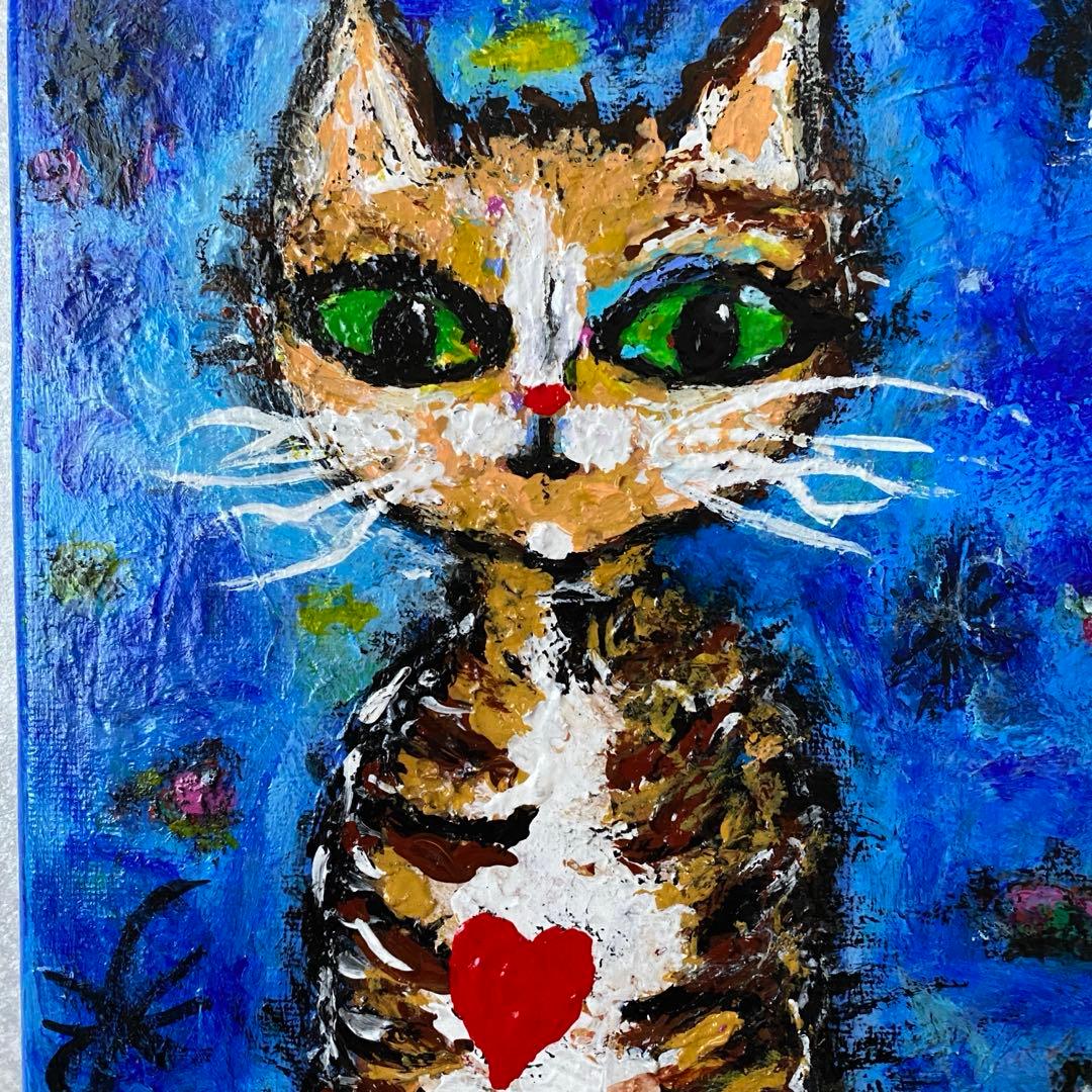 SORA様オーダーおまとめ　猫の絵2点額付き　抽象画　アクリル画　インテリア