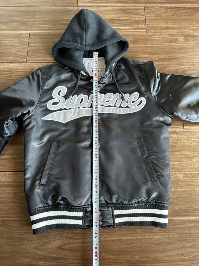 Supreme Satin Hooded Varsity Jacket 美品
