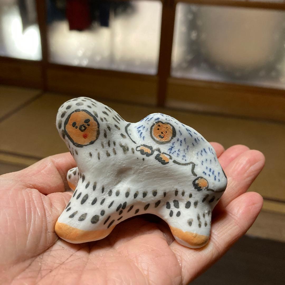 ちえちひろ　置物　おさるの親子
