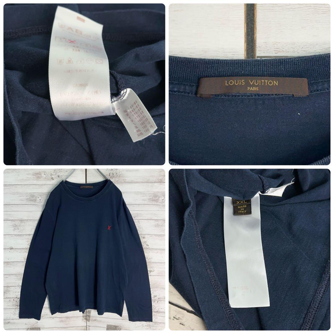 11417【美品・2XLサイズ】ルイヴィトン　ワンポイント刺繍LV長袖tシャツ