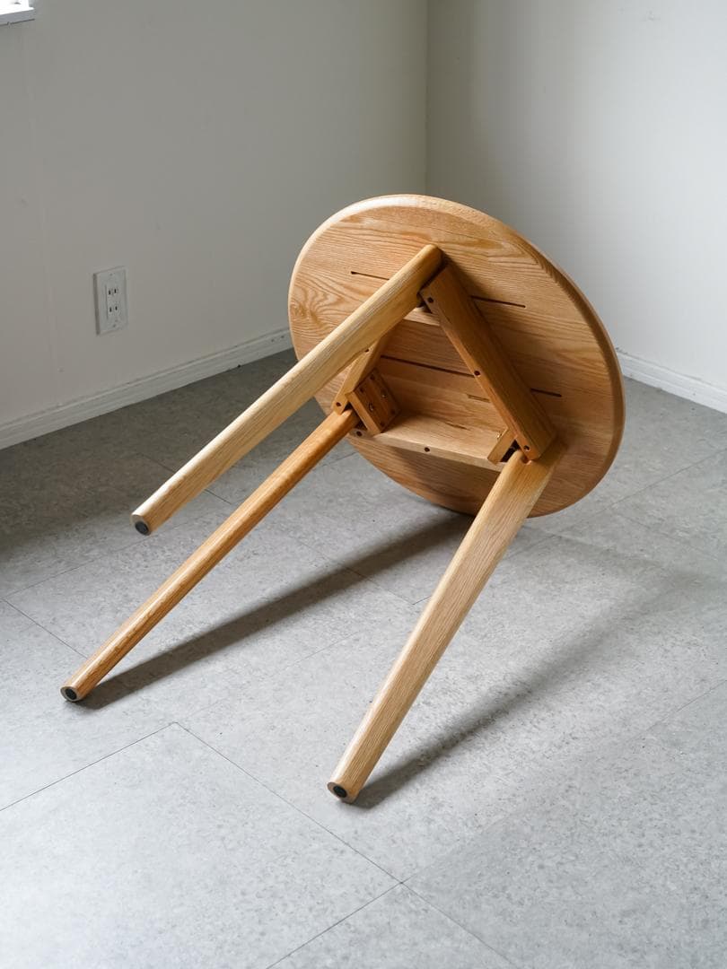 古道具 オーク材 ヴィンテージ ラウンドテーブル 北欧モダン