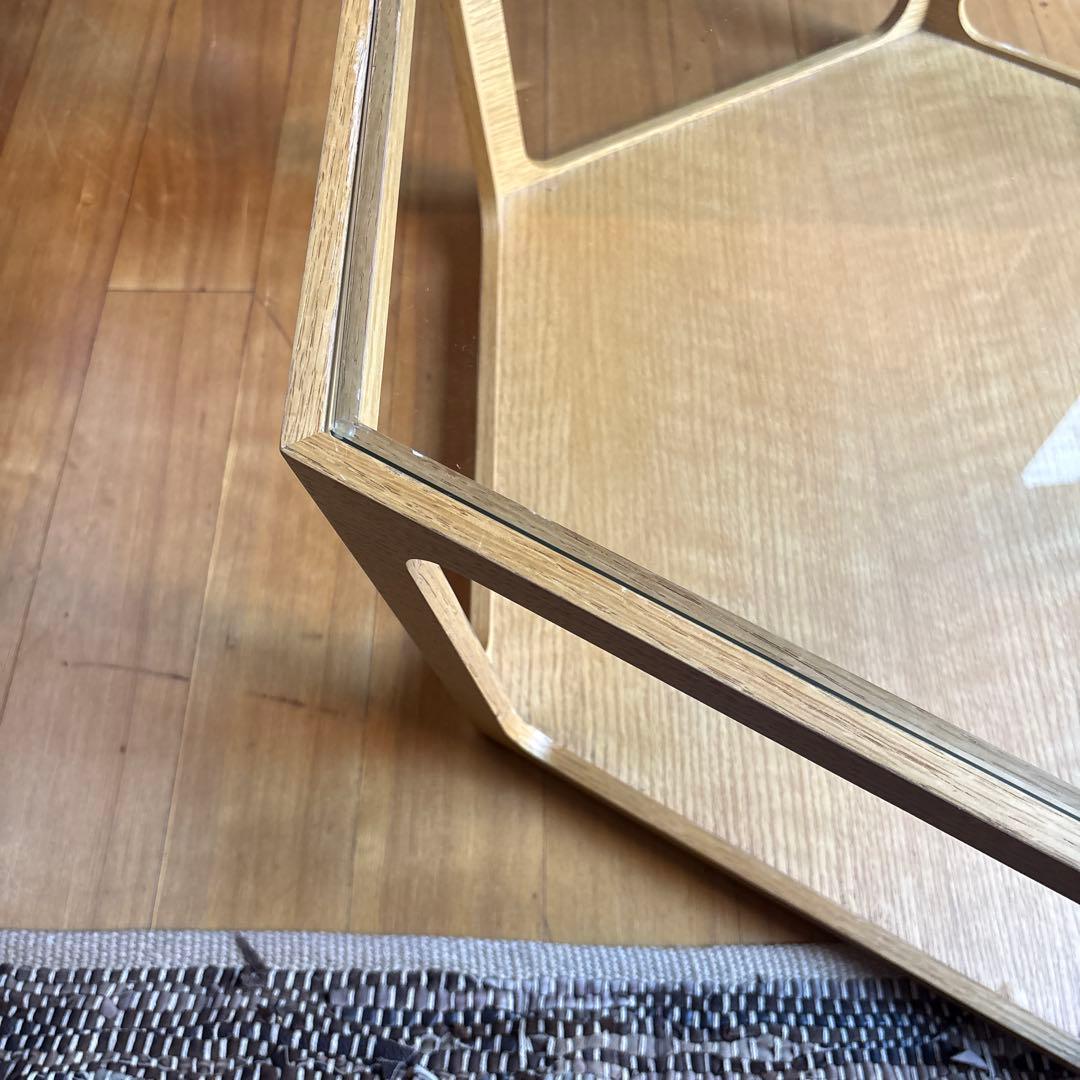 八角形ガラス木製センターテーブル