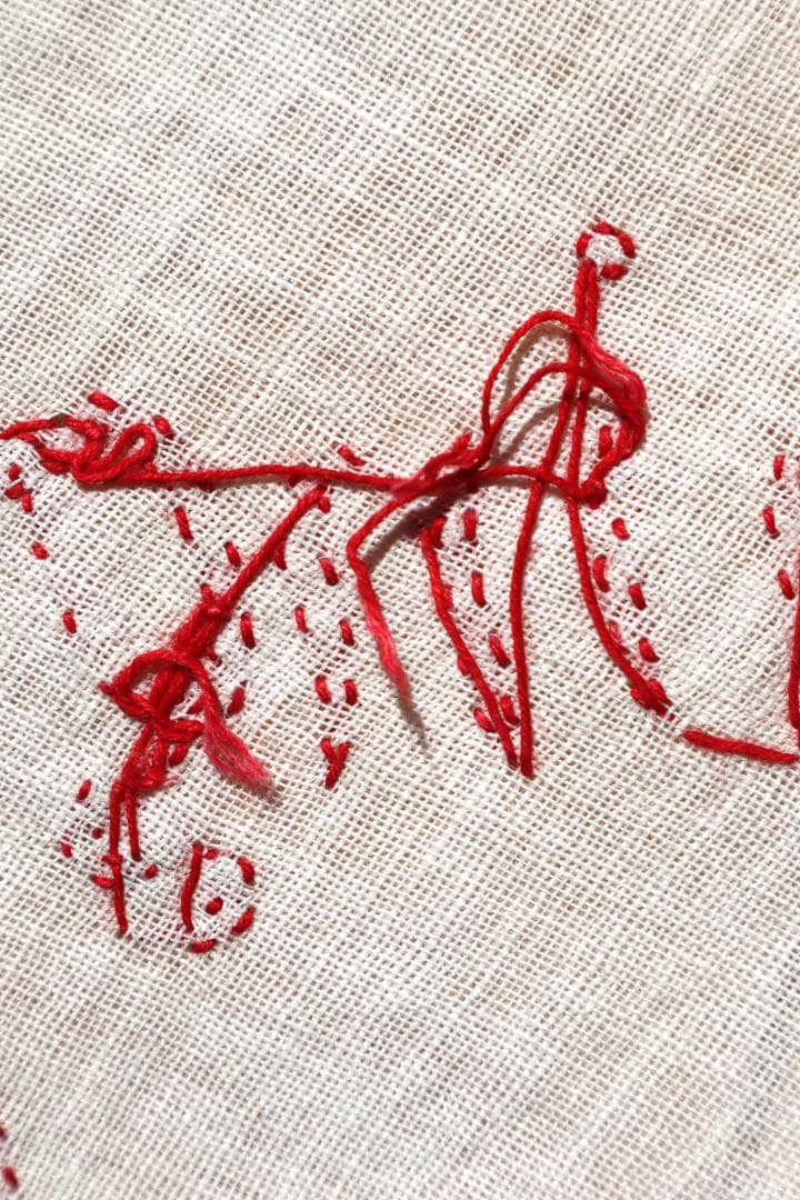 19th Victorian Red Work Layover Sham 朝