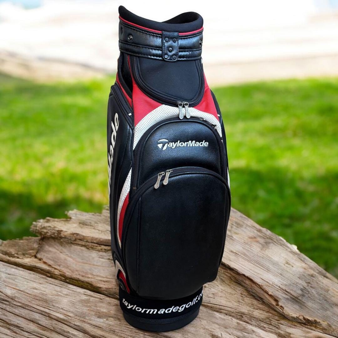 使用感　テーラーメイド 3点式 キャディバッグ 黒/赤 9.5型 6分割　ゴルフ