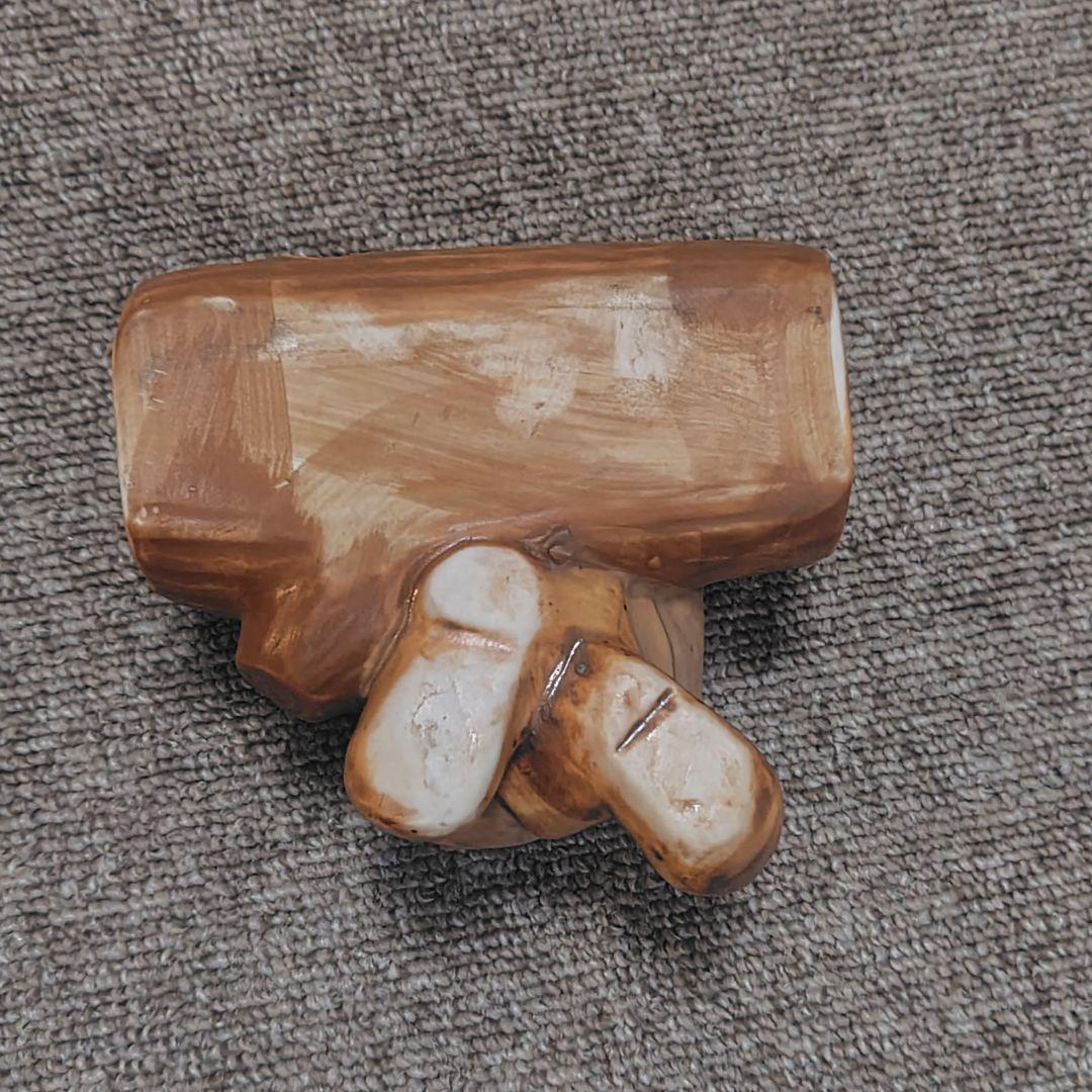 煙出し人形 パイプおじさん 香炉　アンティーク　陶器製 老人の置物 木の切り株