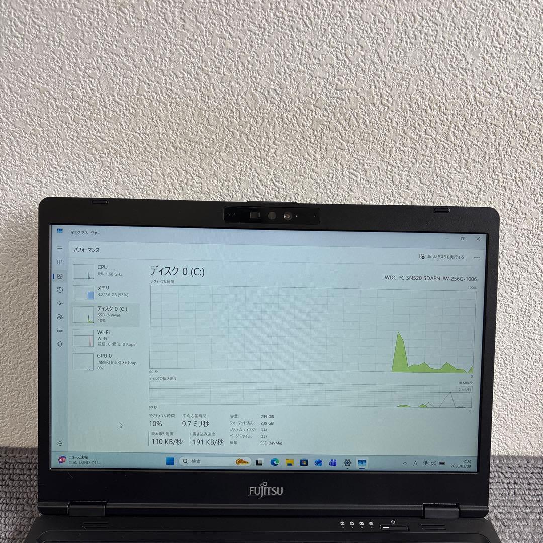 富士通lifebook U7311/F i5-1145G7 メモリ8GB 顔認証