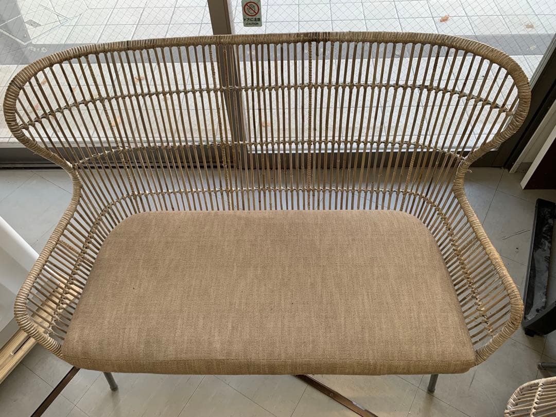 ラタンチェア 2人掛け+1人掛け アンティーク アイアン 輸入品 大阪配送限定