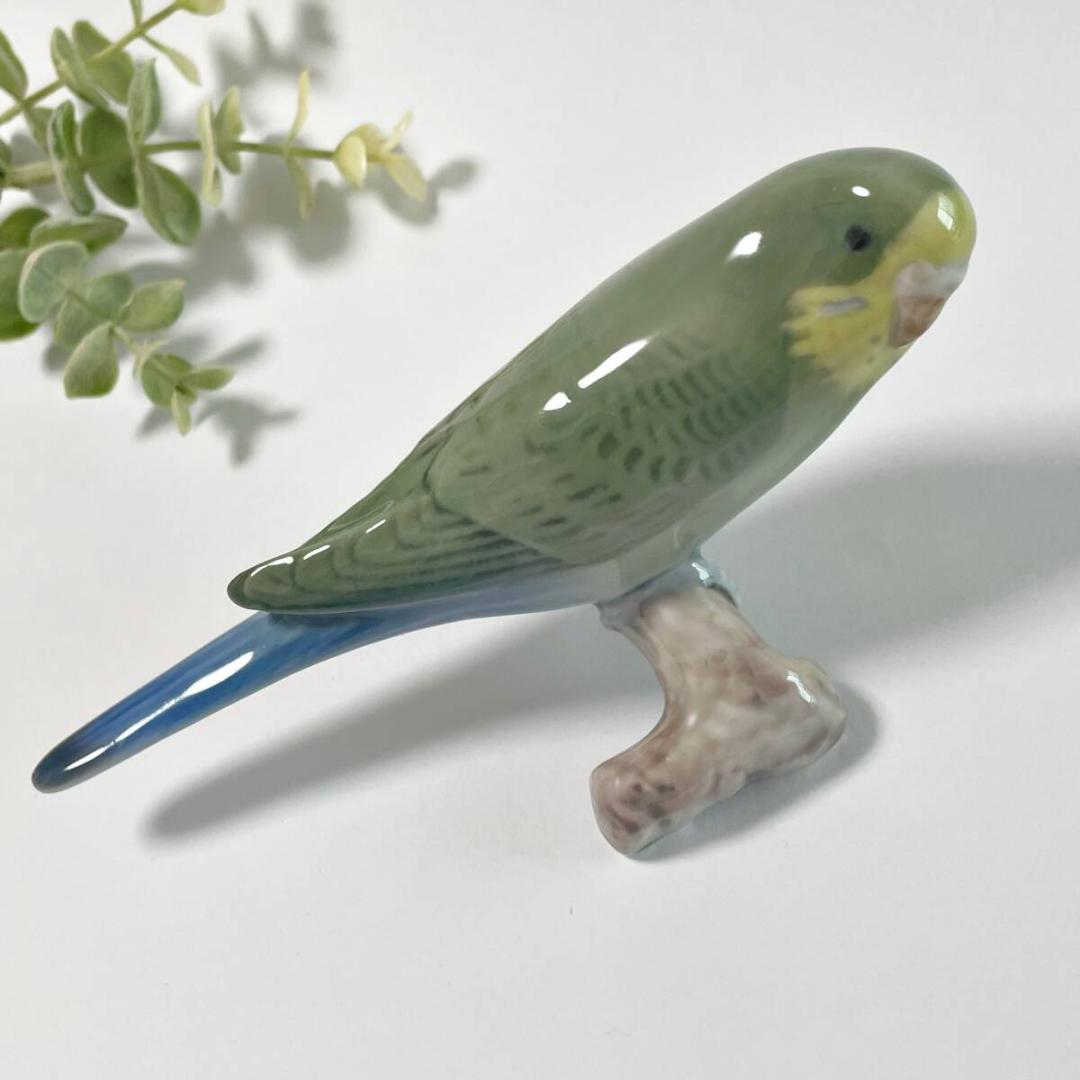 ビングオーグレンダール セキセイインコ グリーン 鳥 フィギュリン 1級品 LH