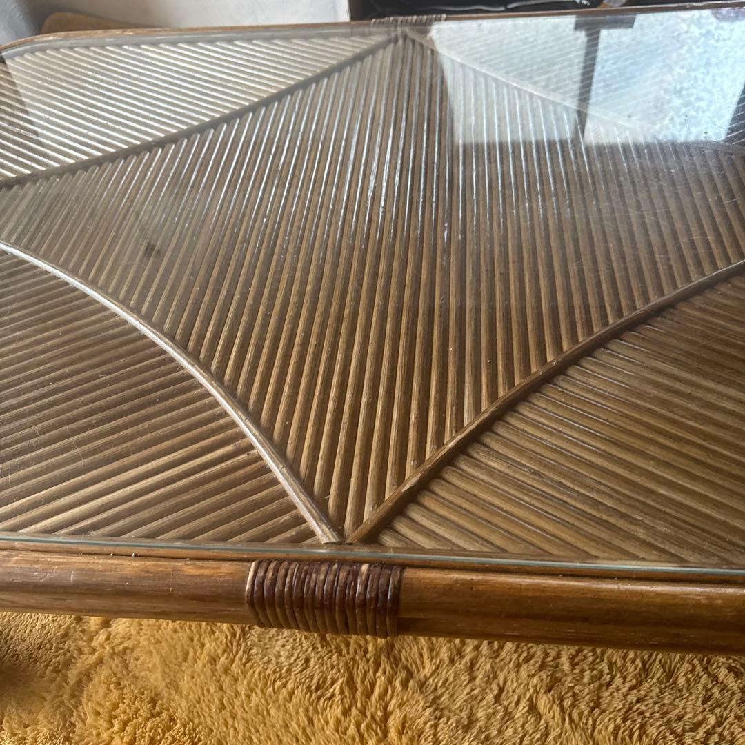籐テーブル✖️ガラストップの大型炬燵