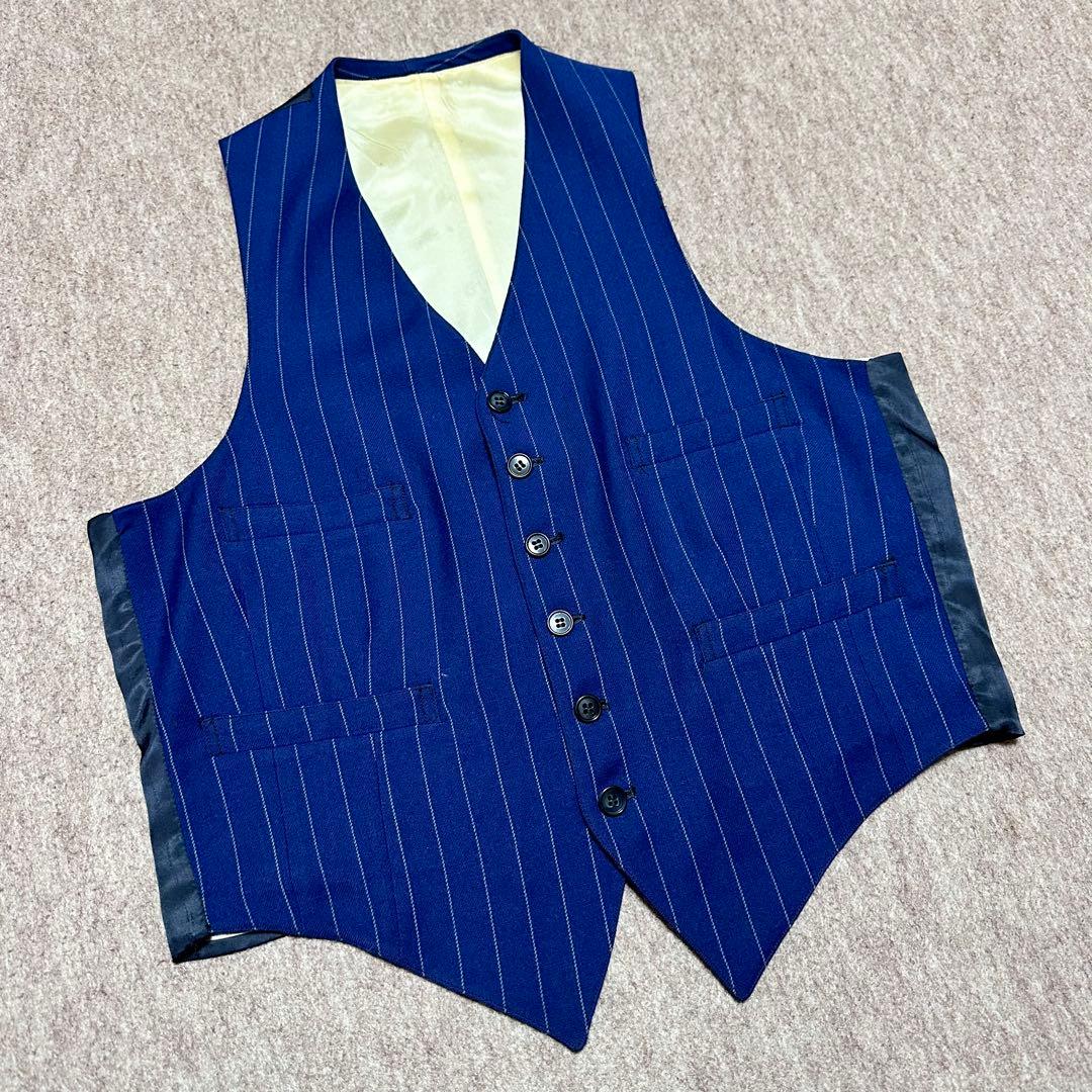 テーラード 3ピーススーツ シングル ネイビー ストライプ 40s 50s