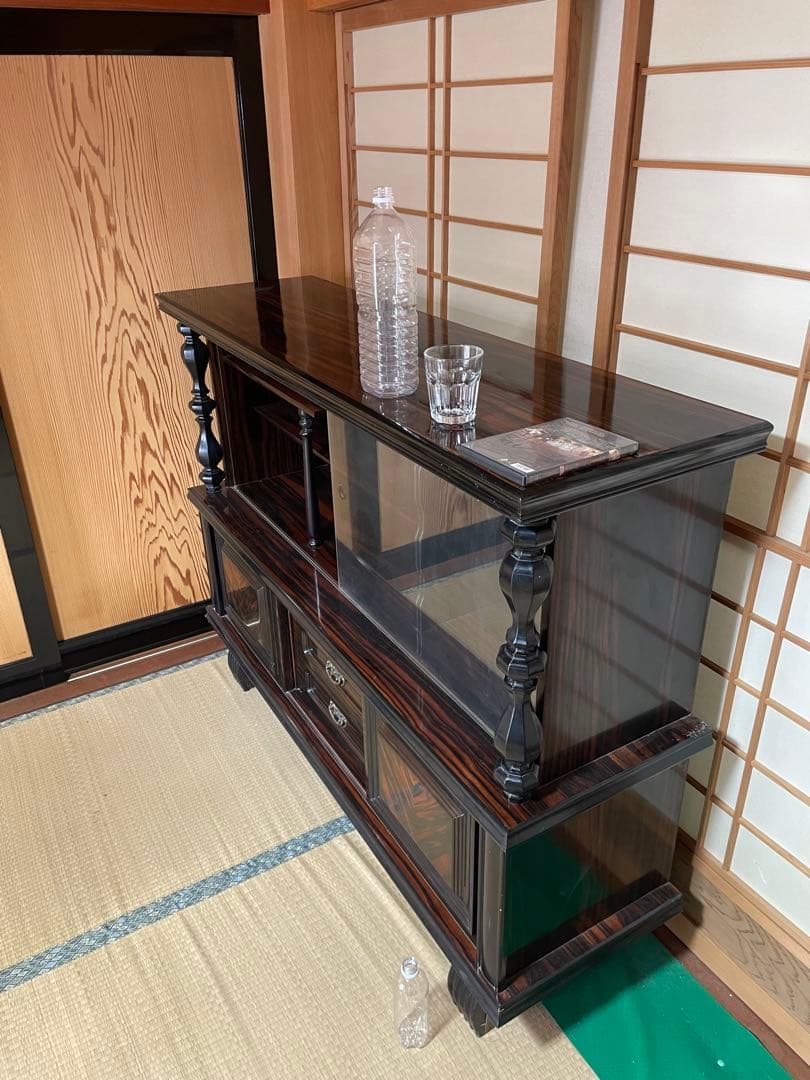 木製ガラスキャビネット、棚