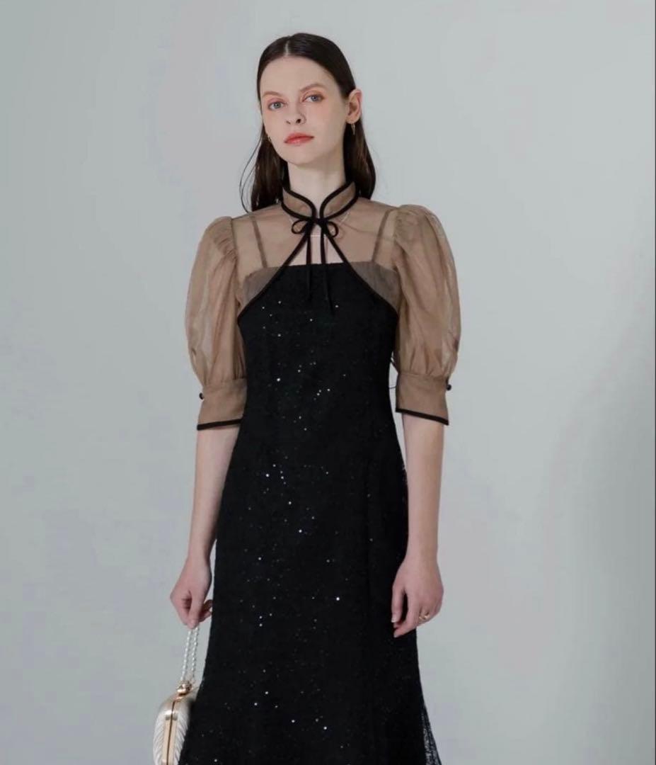 Leja スパンコールボタニカルマーメイドボレロ2WAYワンピースドレス