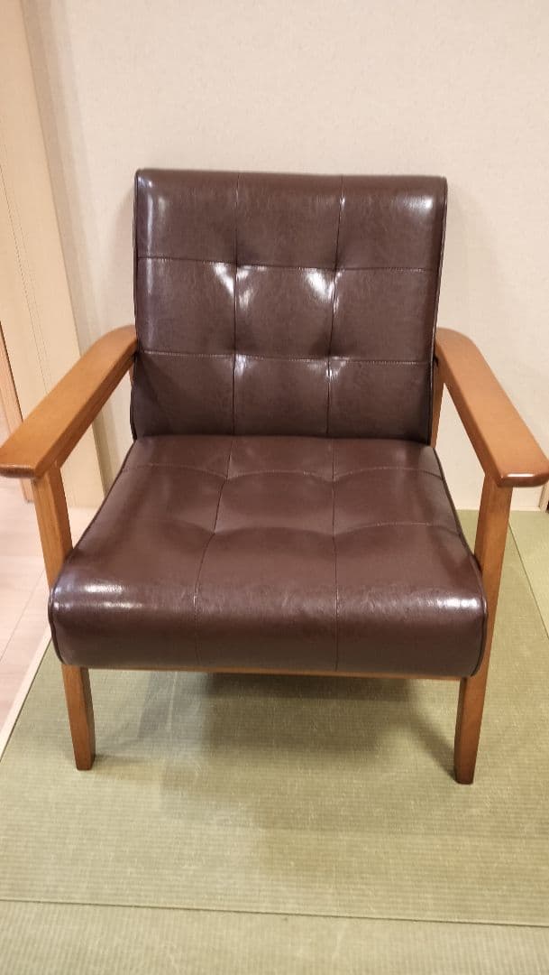 ブラウン 合成皮革 1人掛けソファ