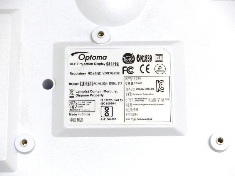 【2205】 Optoma プロジェクター VDGTGZBZ 点灯時間489h