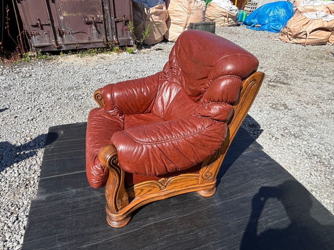 手渡し可 ダッチカントリー 本革 1人掛けソファ オランダ製 ヴィンテージ家具