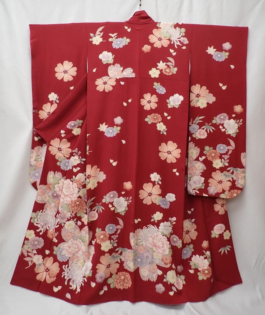 秀品 やまと謹製 正絹 振袖 袋帯 帯地 帯揚げ 全4点セット 身丈156cm