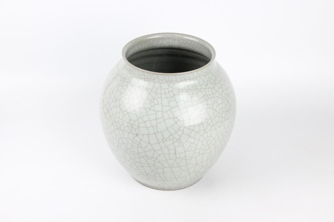 日本美術　藤田和廣作　青磁花瓶　共箱　未使用　陶芸工房「久玲居」 ED11-19