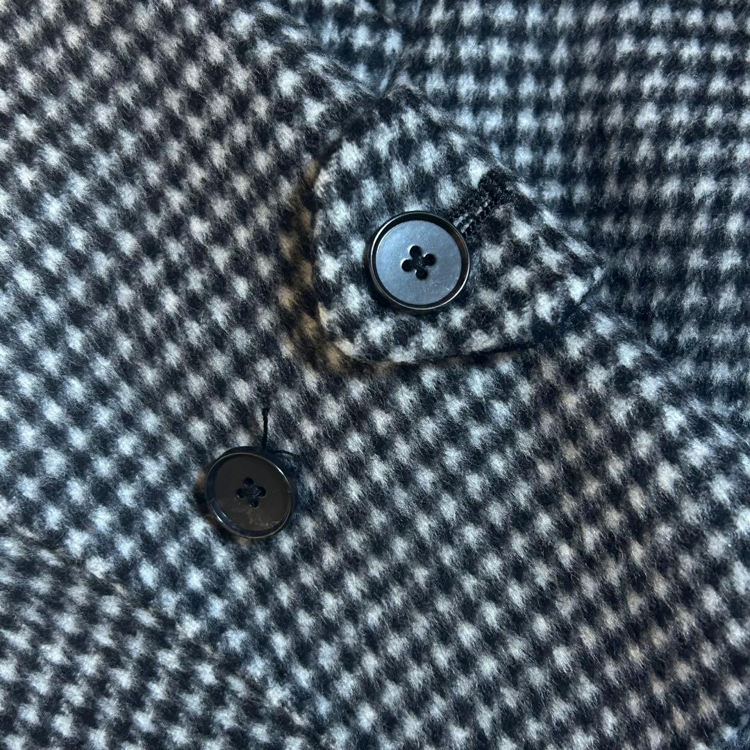 ma- シップス SUPER160s 千鳥格子 ウールステンカラーコートM