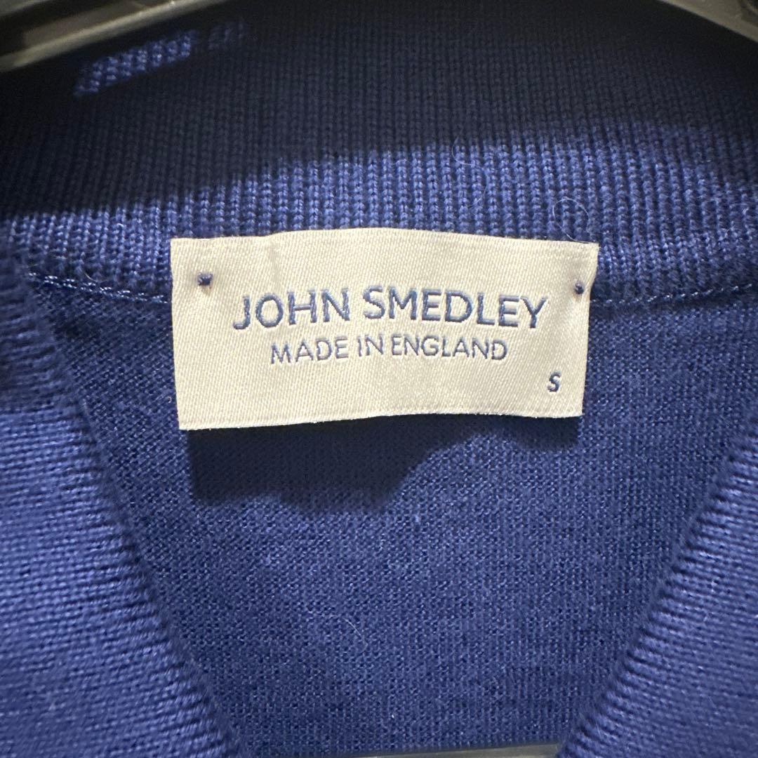 john smedley isis ブルー半袖ニットポロシャツ S size
