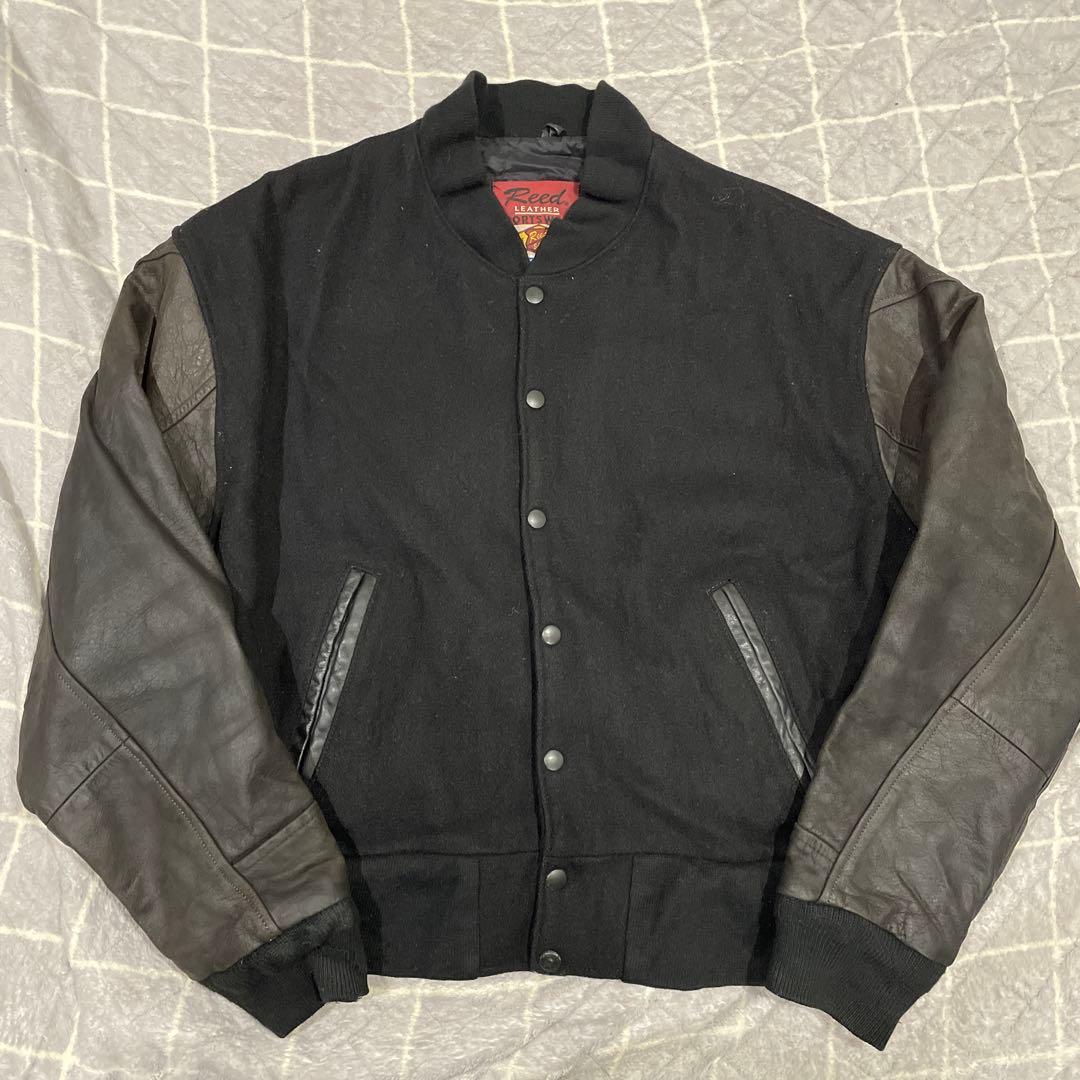 80s REED USA製 レザースリーブ スタジャン ビンテージ L
