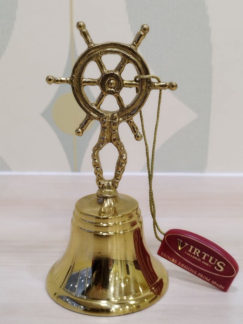 【新品未使用】VIRTUS スペイン直輸入高級ブロンズ品　卓上ベル舵輪（柄なし）