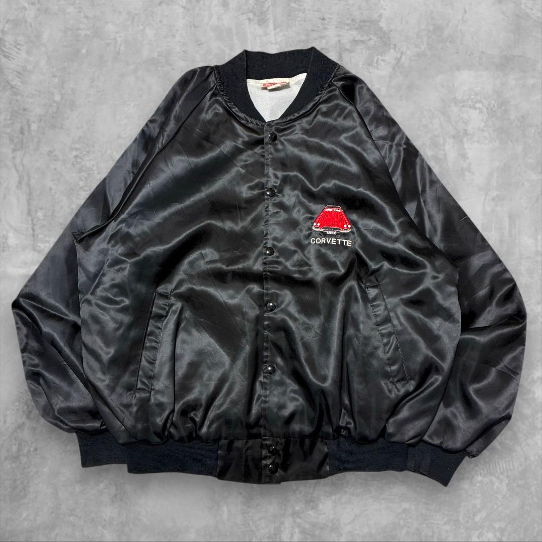 USA製HARTWELLシボレーCORVETT刺繍ナイロンスタジャンブラックXL