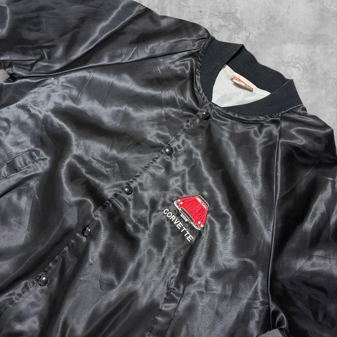 USA製HARTWELLシボレーCORVETT刺繍ナイロンスタジャンブラックXL