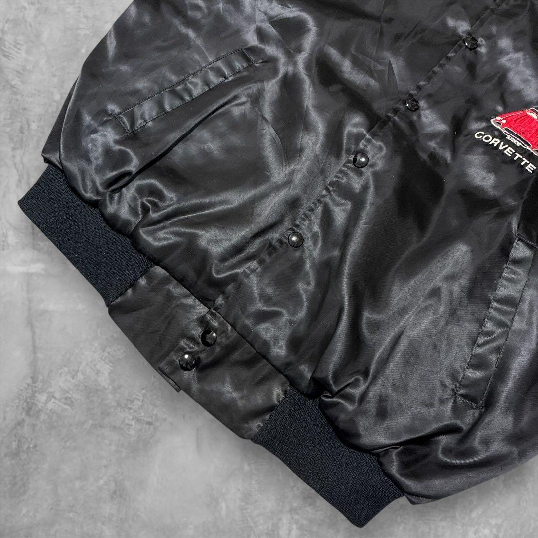 USA製HARTWELLシボレーCORVETT刺繍ナイロンスタジャンブラックXL