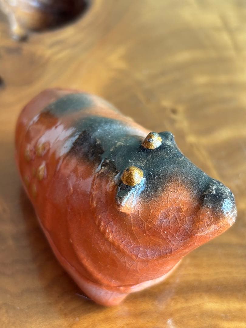 干支香合 北野天満宮司 吉村楽入造 丑年 楽焼 茶道具 共箱