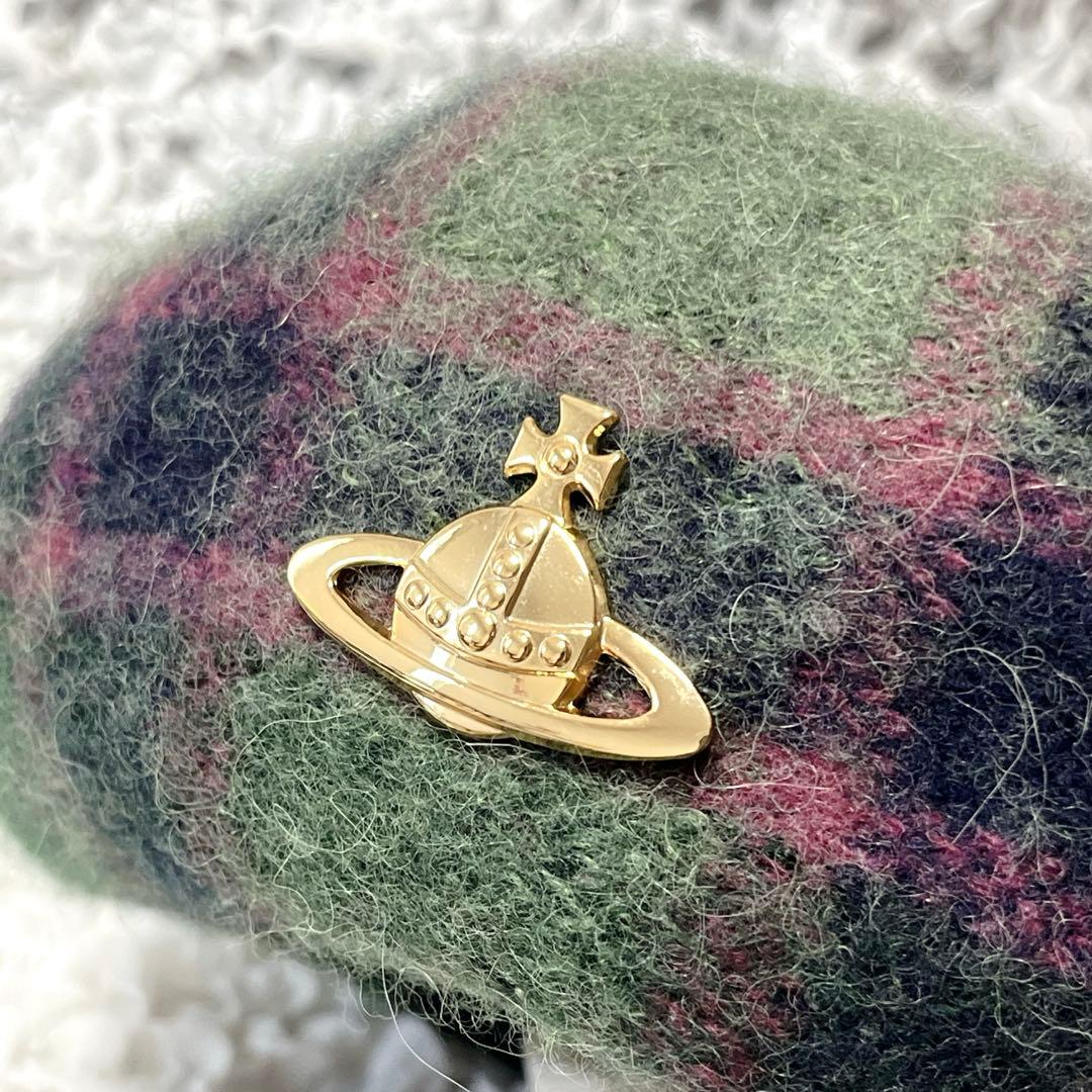 希少✨アルパカ　ウール　毛　ヴィヴィアンウエストウッド　ベレー帽　チェック　秋冬