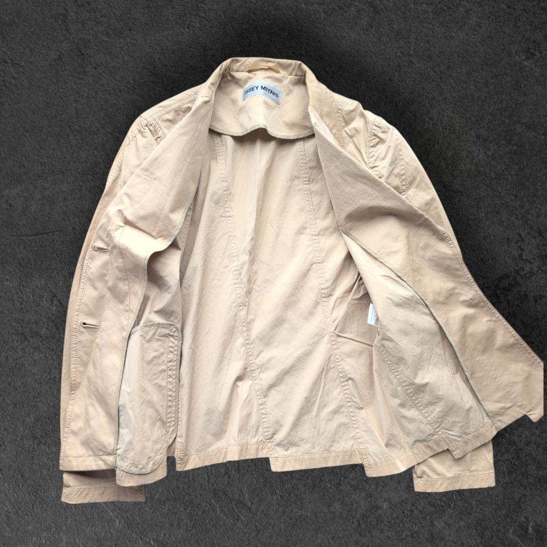 イッセイミヤケ 2Bシングル テーラードジャケット ベージュ 3号 ナイロン