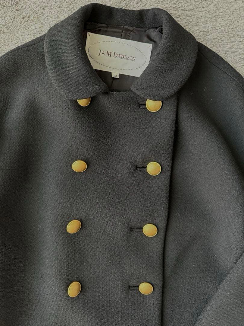 J&M Davidson ダブルブレスト ウールコート ブラック