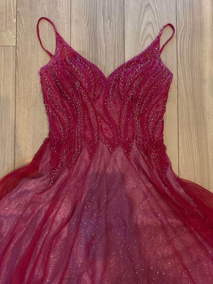 ✨華やかなビビッドピンク×ラメのロングドレス✨