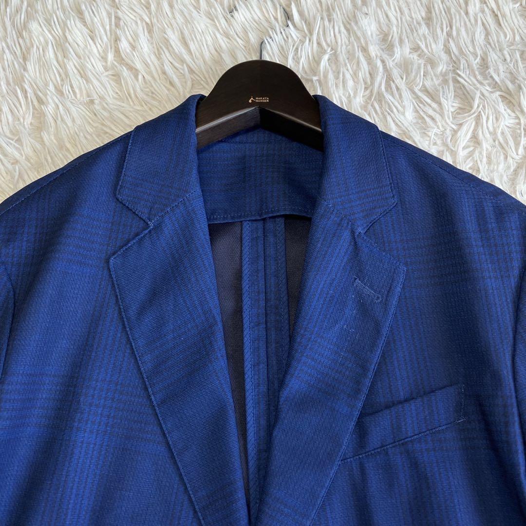 ◎人気デザイン ZARA ブルー系スーツ 軽量 チェック柄 ロゴプレートL 1