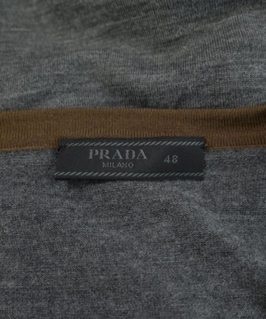 2012 PRADA Vネックニット　イタリア製　ブラウン×グレー