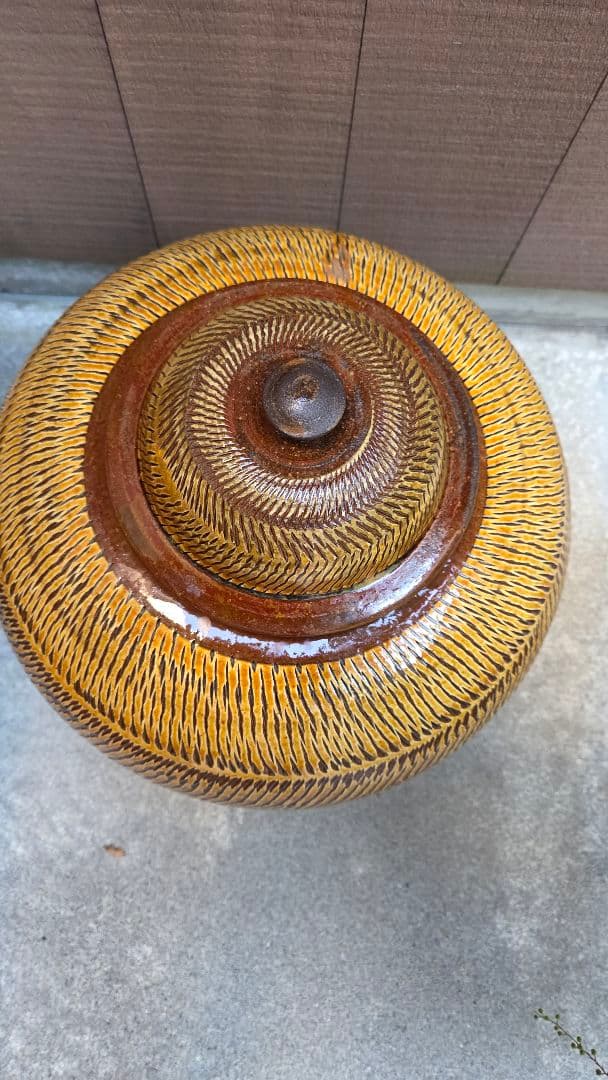 小鹿田焼 坂本浩二窯 大壺 民藝 飛びかんな