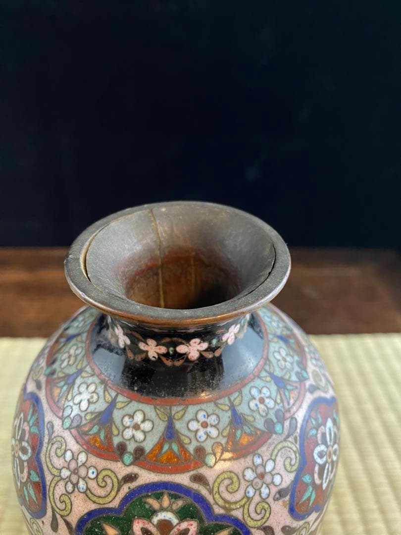 日本明治時期七宝花瓶 陶瓷 景泰蓝 日本烧