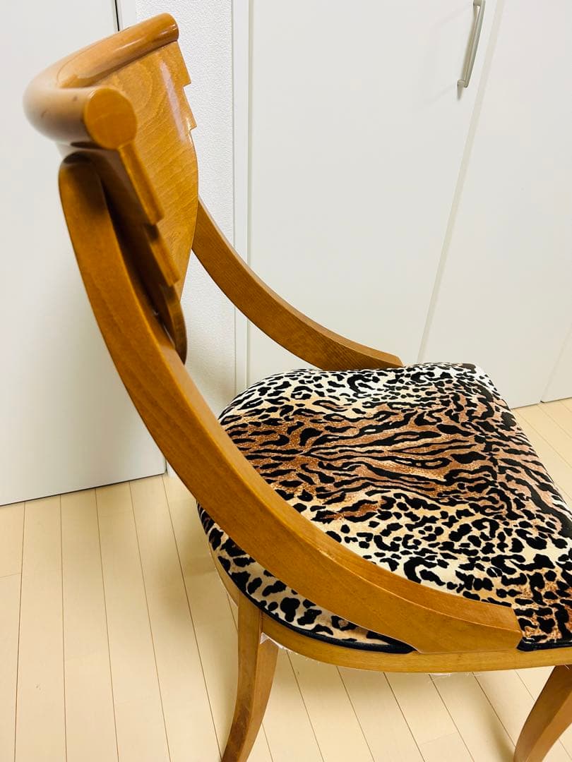 【希少】ヴィンテージ 木製 デザインチェア ヒョウ柄
