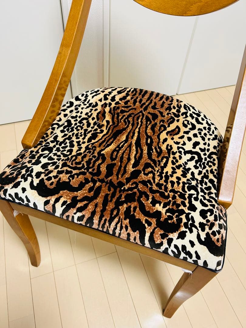 【希少】ヴィンテージ 木製 デザインチェア ヒョウ柄