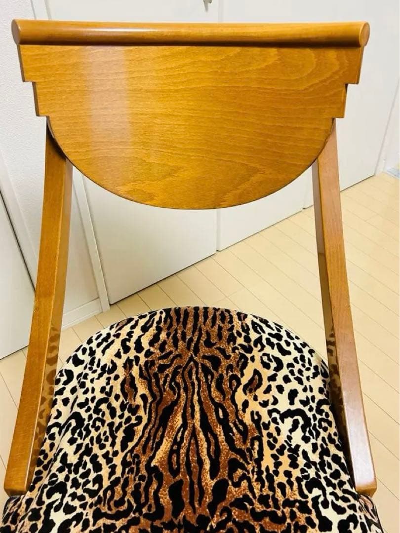 【希少】ヴィンテージ 木製 デザインチェア ヒョウ柄